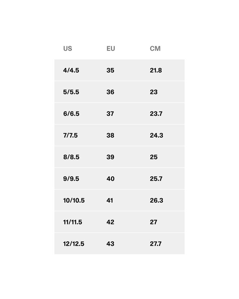European Size Chart 